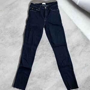 MOTHER Looker High-Rise Skinny Jean Size 26‎ Frayed Ankle Dark Wash